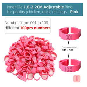 100Pcs Poultry Clip Ring Adjustable Chicken Foot Ring 6 Colors Identify Ring Plastic Legband for Gamefowl Chicken