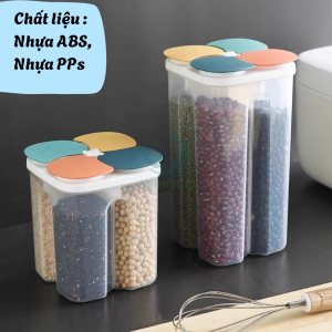 Hộp đựng mỳ ý thực phẩm khô 4 ngăn 4 nắp tiện dụng- Hủ đựng hạt ngũ cốc đa năng
