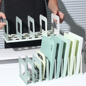 KSHU7 Non-slip Detachable Bookends Adjustable Dividers Book Stand Thicken 8 Compartments Vertical Book Holder Office