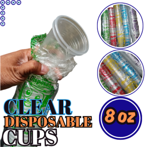 DWare 8oz [50pcs/pack] DISPOSABLE CLEAR PLASTIC CUPS juice buko fruits business party business food cart food