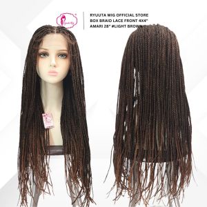 Ryuuta Wig Box Braids Deep Part Lace Front Wig Kepang Gimbal Panjang Amari Hitam Coklat Pirang