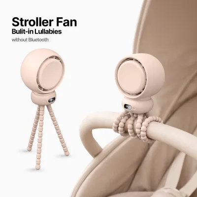 (SG) CASADISE Bluetooth Portable Stroller Fan for Baby Safe Bladeless Rechargeable 100-Speed Flexible Silicone Tripod
