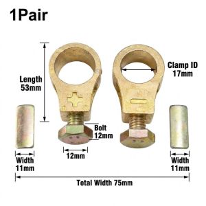 1Pair Copper Car Battery Terminal Connection Cable Clips