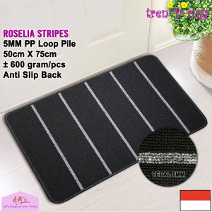 Tren-D-rugs - Keset kaki stripe line garis alas pintu depan lantai dapur kamar mandi tidur bulu anti slip murah 50 cm x 75 cm - NMs