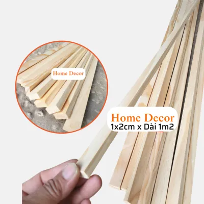 Thanh Nan Gỗ Thông Bào Sẵn Giá Rẻ Dày 1cm x 2cm x Dài 1m2 Gỗ Thông Pallet Xẻ Thanh Dùng Làm Nẹp Chỉ Decor