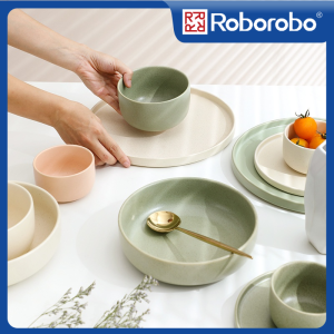Roborobo Matte Frosted Ceramic Dinner Plate Bowl Japanese Stoneware Tableware Modern Minimalist Bowls & Plate Dinnerware