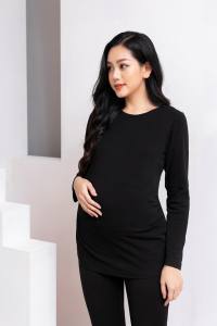 Áo Thun Bầu Dài Tay Co Dãn Mềm Mại.Áo Cho Mẹ Bầu Ảnh Shop Tự Chụp Đủ Size 45-78kg