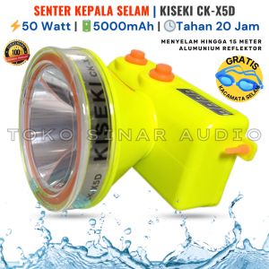 Senter Kepala Selam 50 Watt KISEKI CK-X5D TAHAN 15 METER DALAM AIR Cahaya Putih Super Terang Baterai JUMBO 5000mAh TAHAN 20 JAM