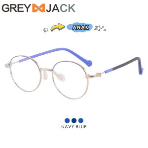 Grey Jack Kacamata Antiradiasi Blueray Komputer Anak Remaja Laki-laki Perempuan Model Oval Bahan Metal Ringan Nyaman 6035