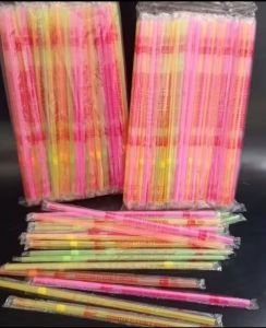 sedotan NEON steril bengkok flexibel warna warni plastik food grade/sedotan tekuk es teh minuman isi 100 pcs