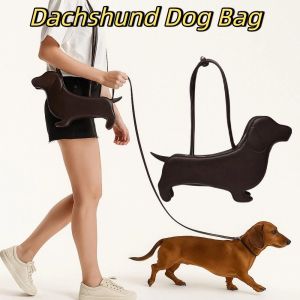 DINAH Three-dimensional Dachshund Dog Bag Sausage Dog Pu Leather Cartoon Handbag Fashion Cute Animals Shoulder Bag Girls
