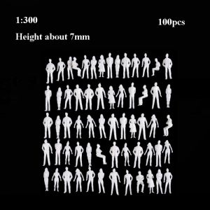 MIRELINA 10/100pcs 1:300/1:200/1:100/1:150 Miniature Simulation Figures Model White Color 1:75/1:50/1:42/1:30/1:25 Scale Mixed Pose Plastic Passengers Train Scenery