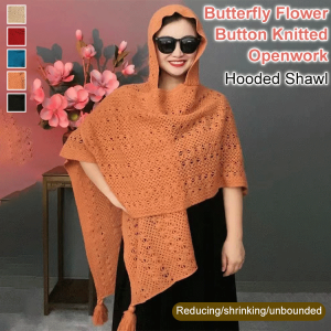 huowa Travel solid color knitted shawl warm and warm hooded hollow shawl
