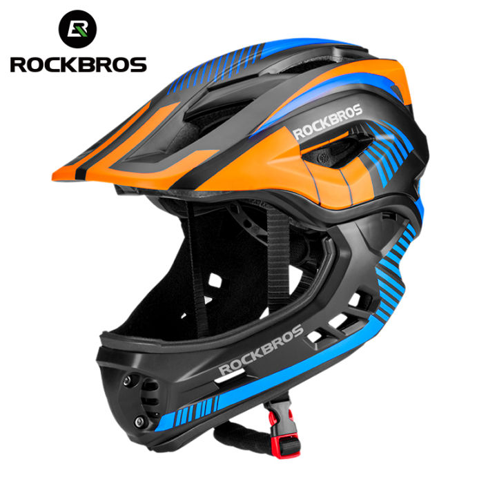 ROCKBROS Kids Full Face Helmet in Anti-fall Adjustable Children Helmet  Breathable Comfortable Children Safty Helmet for Bike Scooter 50-58cm