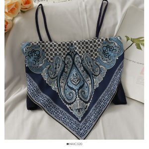 (Stock in KL-075) Women Fashion Satin Spaghetti Straps Cami Sling Bandana Crop Top Backless