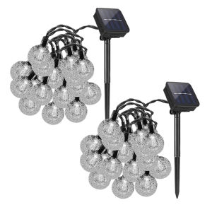 【Buy 1 Get 1】COD 20/50/100 LED Solar Lights Outdoor Waterproof Bulb Garden Lights Decoration Lights Outdoor LED Bulb Wedding String Lights Solar Christmas Lamp Crystal Ball Waterproof
