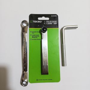 Paket Kunci Stel Klep 3 Pcs Tekiro - Alat Ukur Celah Klep Tekiro 13 Baldes Feeler Gauge + Kunci Ring 8 x 9 mm + Kunci L Stelan Klep / alat setting klep motor