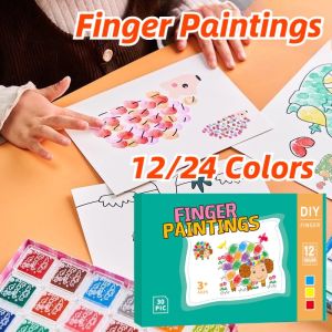 Kids Finger Painting Set 12/24 Colors Creative Finger Painting Educational Learning Kids Drawing Set