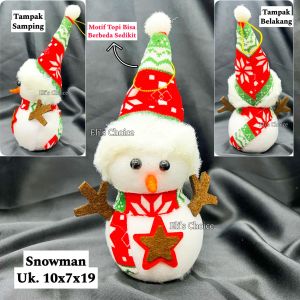 Boneka Snowman Topi Santa Claus / Boneka Salju Lucu / Pajangan Meja / Hiasan Pohon Natal