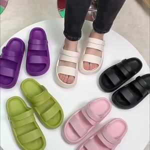 Double-Strap Eva Sandals For Women New Summer Model Thick-Soled Indoor Non-Slip Home Slippers For Men