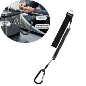 K9SEQ 2pcs color random Coiled Design Fishing Coiled Lanyard Retractable 2M Length Fishing Rod Tie Belt Practical Anti Lost Fishing Lanyard with Carabiner For Fishing