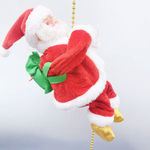 Electric Climbing Santa Claus with Singing Swing Animated Christmas Decor for Home Funny Xmas Gift Toy for Kids Family