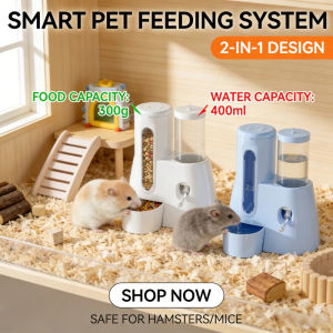 Hamsters Automatic Food Feeder Water Fountain Integrated Pets Water Dispenser Large Capacity Feeder