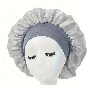 Satin Hair Bonnet 32cm Wide Band Sleep Cap Pelindung Rambut Tidur High Elastic for Women Chemotherapy Cap