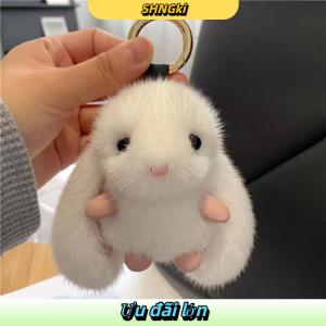 SHNGki Dễ thương sang trọng Bunny Keychain mềm Fluffy pompon thỏ túi quyến rũ cho các cặp vợ chồng Quà Tặng xe Keyring trang trí