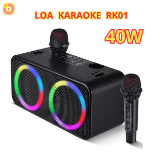 Loa Karaoke Bluetooth RK01 Kèm 2 Micro Không Dây Công Suất 40W Pin Dùng Lâu