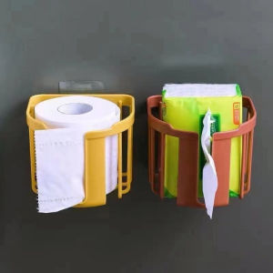No-Punch Bathroom Paper Towel Shelf Bedroom Multifunctional Hand Roll Paper Drawer Miscellaneous Storage Basket Wall Mounted Storage Rack