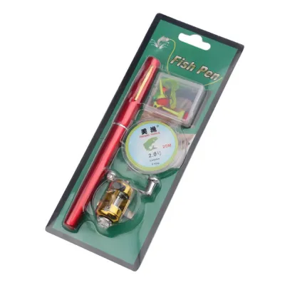 Pen Shape Pocket Fishing Rod Carbon Reel Telescopic Mini Fishing Pole Ultralight Fish Pole Set Aluminum Alloy Folded Fishing Rod Kit Stream
