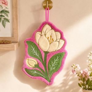 DIVATEN Thickened Flower Hand Towel Floral Pattern Coral Fleece Hand Drying Towel Gifts Hanging Loop Decorative Hand Towel Kitchen