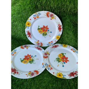 Piring Makan Bulat Corak Bunga Semi Melamin 9 Inch BPA FREE