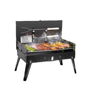 Alat Panggang Portable BBQ Barbeque Anti Lengket Alat Panggangan Arang Grill Stove Foldable Bakaran Ayam Bakar Ikan Bakar Roti Bakar Sosis Sate Daging Kambing Sapi Alat Bakaran Praktis Serbaguna Tahan Lama Anti Gores
