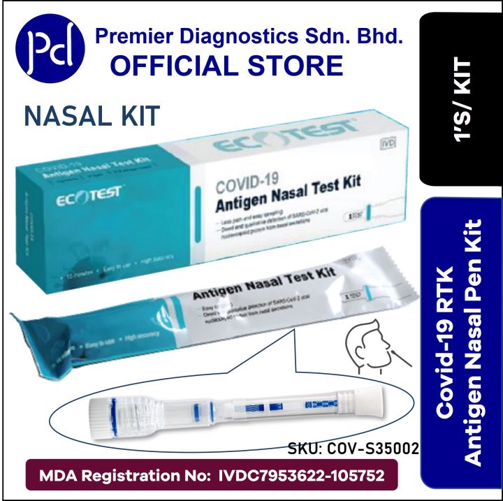 ECOTEST Covid-19 Rapid Antigen Self Test Kit (Nasal Pen Type) 1's | Lazada