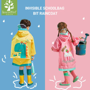 Kocotree เสื้อกันฝนเด็กอัปเกรดใหม่เสื้อกันฝนเด็กผ้าอ๊อกฟอร์ดกันฝนพร้อมกระเป๋านักเรียนที่นั่งเป็นมิตรต่อสิ่งแวดล้อม + ระบายอากาศ + ปีกถอดออกได้