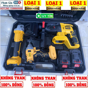 Bộ Combo 3 Trong 1 Gồm Máy Khoan Đục Bê Tông Máy Mài Và Máy Siết Bulong Dùng Pin 199V 2 Pin 15 Cell (Bảo Hành 1 Năm)
