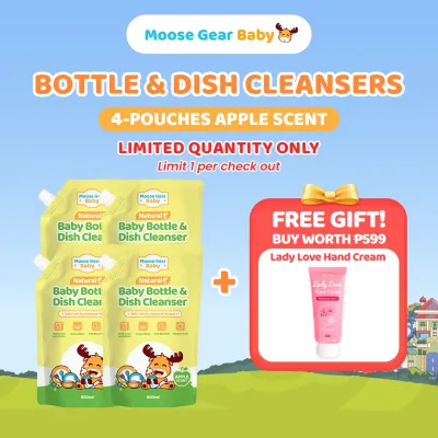 Moose Gear Baby Bottle Cleanser 4PACKS 500ml (Apple Scent) Antibacterial Resealable Leak Proof Cap