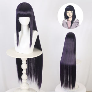 Anime Naruto Hinata Hyuga Cosplay Costume Ninja Hinata Purple Jacket Coat Pants Leg Bag Full Sets Halloween Cosplay 100cm Long Straight Hair Wig