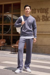 Set bộ áo nỉ nam Dugarco thiết kế cổ tròn chất liệu cotton giữ ấm tốt độ bền cao 243SS22074A