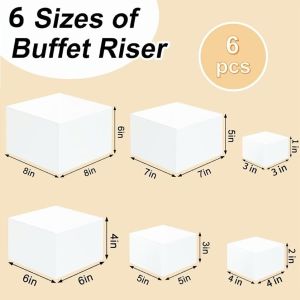 ELITEDEALSHUB 3/6pcs/set Square Storage Box White Acrylic Buffet Riser Space Saving Cube Display Nesting For Parties Jewelry Wedding