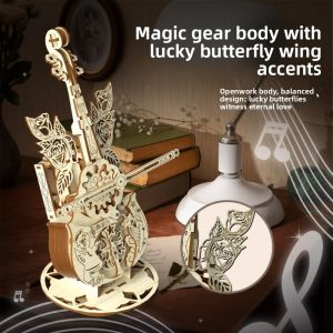UTOPUS 3D Hộp nhạc cello Có thể vẽ graffiti Tự làm Bộ dụng cụ xây dựng nhạc cụ Thời trang Dải đèn LED Hộp nhạc xếp hình bằng gỗ Quà tặng thủ công sáng tạo