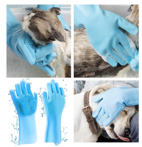 Pet Cleaning Gloves Wipes (6pcs/Pack) Pet Bath Gloves Dog Cat Wet Tissue Pet Grooming Gloves Buang Kucing 宠物免洗手套 Hygienic Pet Grooming Gloves for Cats & Dogs - Odor Control & Flea & Tick Removal 6-Pack