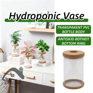 Cork Plant Pot Hydroponic Water Flower Pot Plastic Bottle Transparent Tabletop Decoration Self Watering Home Gardening