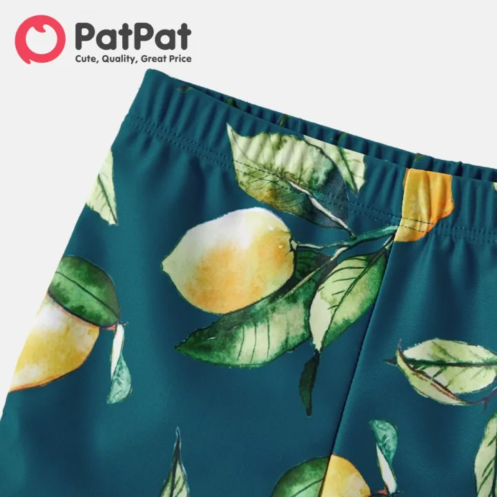 PatPat%20Family%20Matching%20Allover%20Lemon%20Print%20and%20Solid%20Halter%20Neck%20Two-piece%20Swimsuit%20or%20Swim%20Trunks%20Shorts%20-%20Image%203