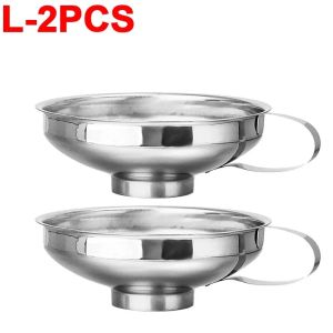 1/2pcs Multi-function Wide Mouth Funnel Stainless Steel Liquid Funnel with Handle Jam Salad Dressing Filter Home Kitchen Gadgets