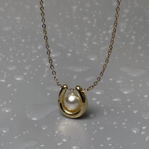 HB Jewelry SERENA Gold Pearl Pendant Necklace for Women Non Tarnish Hypoallergenic Non Fading Elegant Minimalist Everyday Wear Fashion Jewelry Stylish Necklace