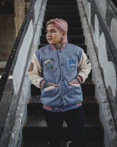 KQA JAKET VARSITY BASEBALL VINTAGE PRIA FULL BORDIR INDIGO TERBARU