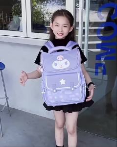 Sanrio Kuromi Primary School Daily Use Bag Ergonomic Multi-Compartment Lightweight Spine Support Wide Shoulder Straps Backpack2026